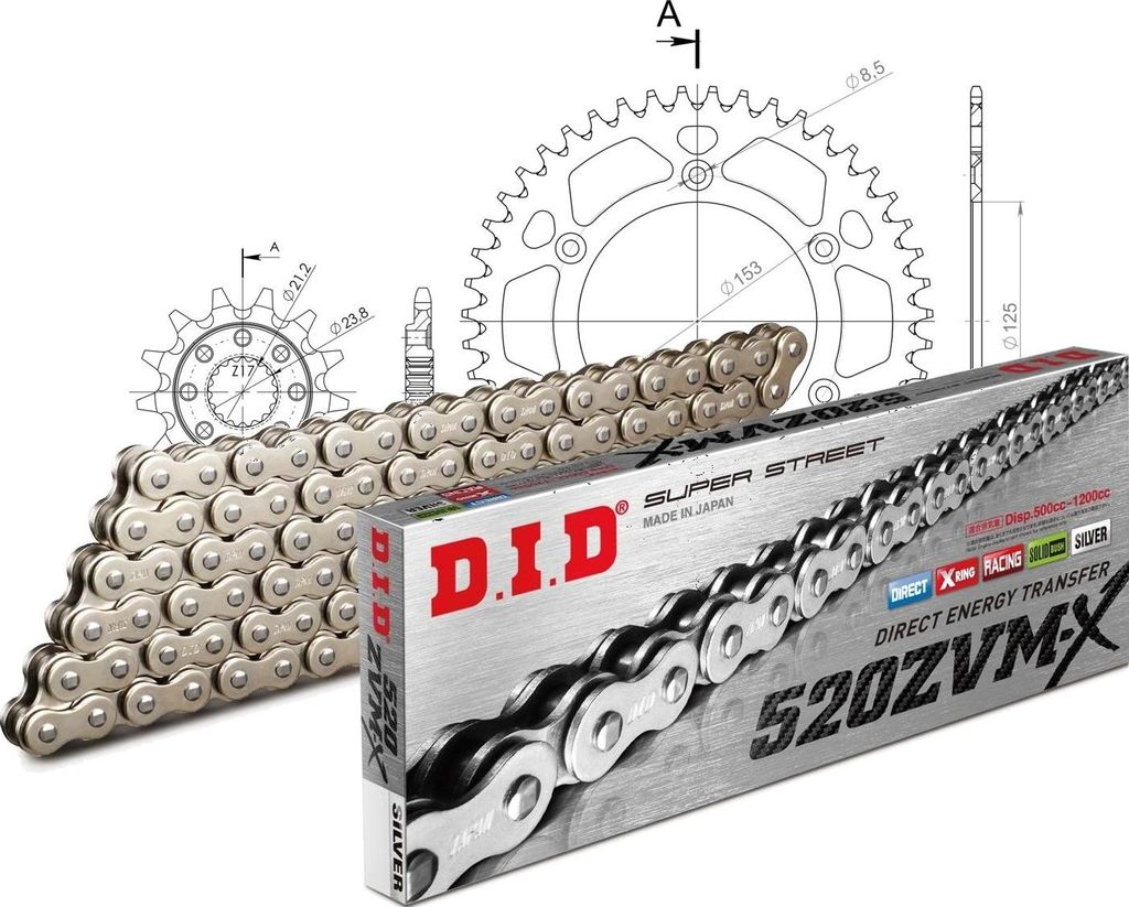 Kit Alu (rot) HM CRF450 Supermotard 04-06/CRM45... 13-47-114 DID520ZVM-X(S&S) Niet