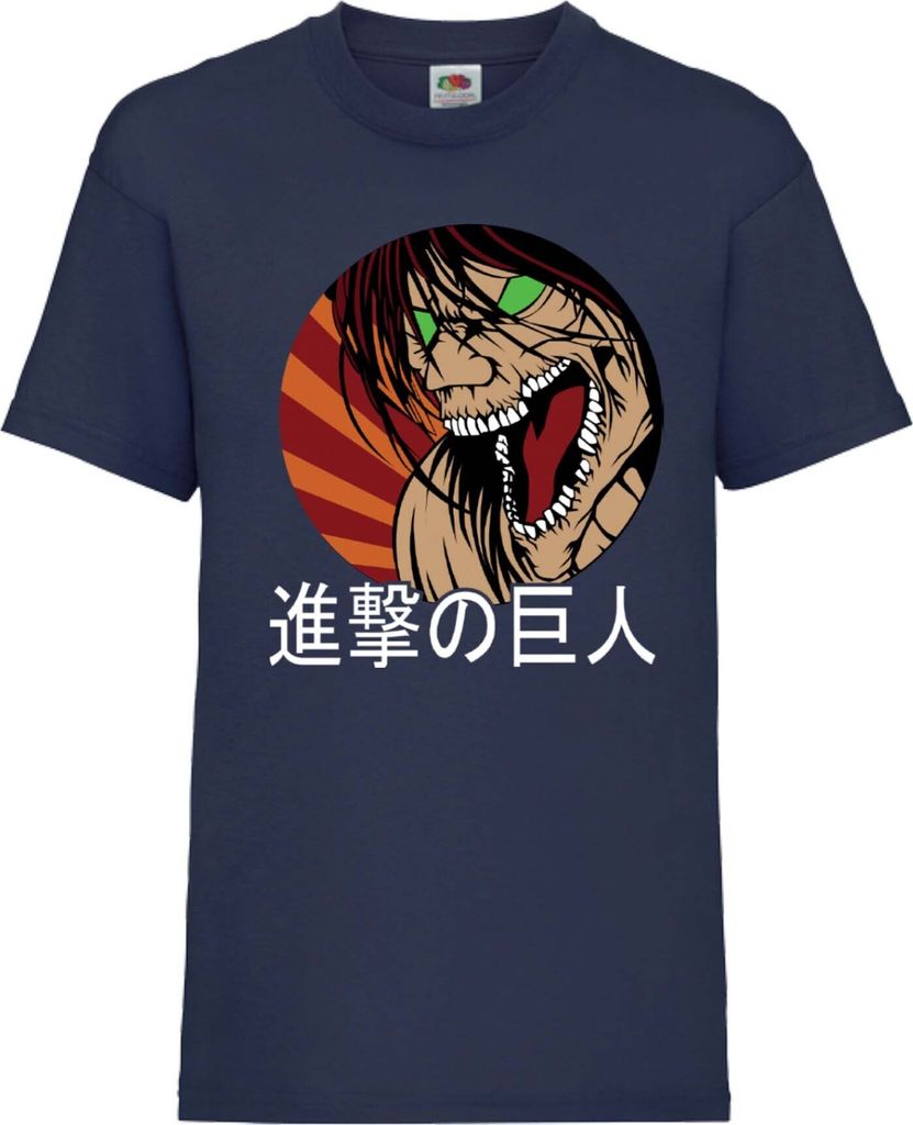 Kinder T-Shirt Japan Animation Manga Anime Comics Attack Anime On Titan Eren Yeager 08 Var-030 Titan Eren, 9-11 Jahr - 140 / Dunkelblau