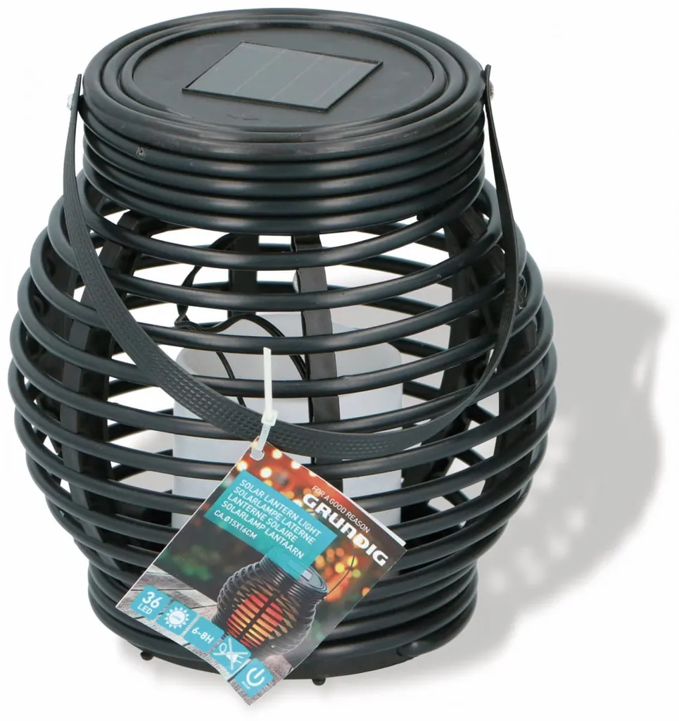Lanterna Solare LED Grundig 15x16 cm - Arredo Giardino Nero Elegante