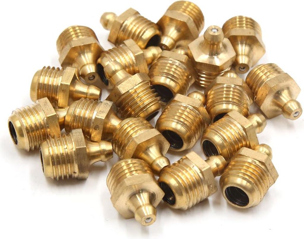 20 Stück M14 x 1,5 Gewinde Kegelschmiernippel Fettnippel Abschmiernippel Messing gerade Schmiernippel für Auto und Fahrzeug