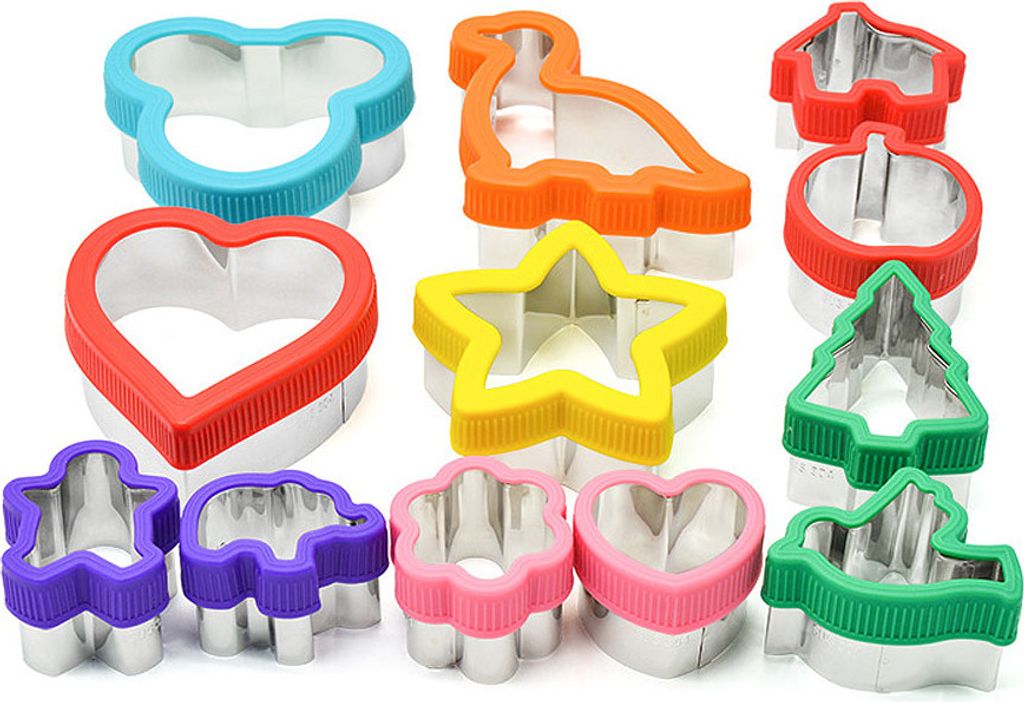 CANDeal 12-teiliges Set Sandwichschneider und Sealer für Kinder, Dinosaurier Sandwich Sealer und Maus Star House Apple Edelstahl Gemüseschneider ...