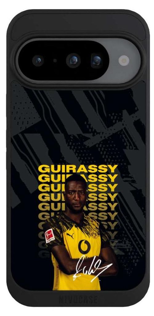 NIVOCASE Handyhülle für Google Pixel 10 Hülle NIVOpure Case Schwarz BVB Borussia Dortmund Serhou Guirassy