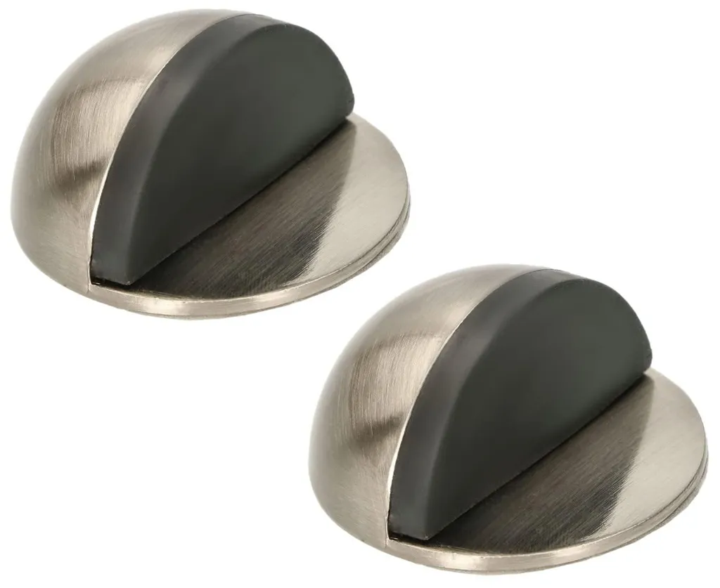 Butée de porte avec tampon caoutchouc lot de 2 finition inox brossé