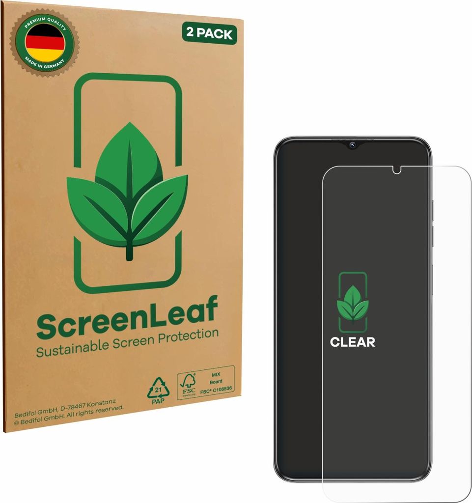 2x ScreenLeaf Schutzfolie für Oukitel C1 Pro nachhaltiger Displayschutz Display Schutz Folie Klar Transparent