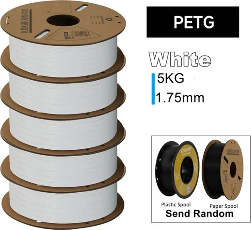 filamento per stampanti 3D, opzioni di materiali versatili, numerose scelte di colore, PETG White 5KG - 2