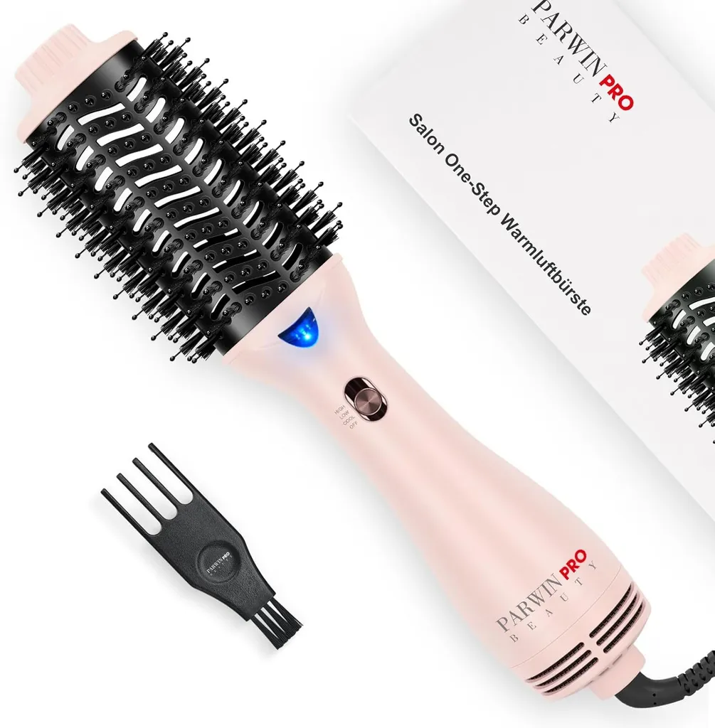 4 in 1 spazzola ovale per arricciare i capelli, spazzola ionica per asciugare, lisciare e dare volume, 1000 watt (rosa)