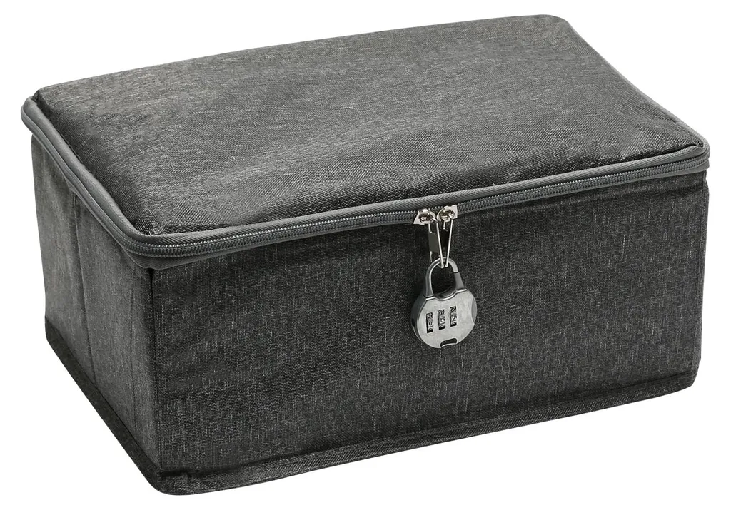 Caisse de rangement pliante avec serrure à combinaison sécurisée