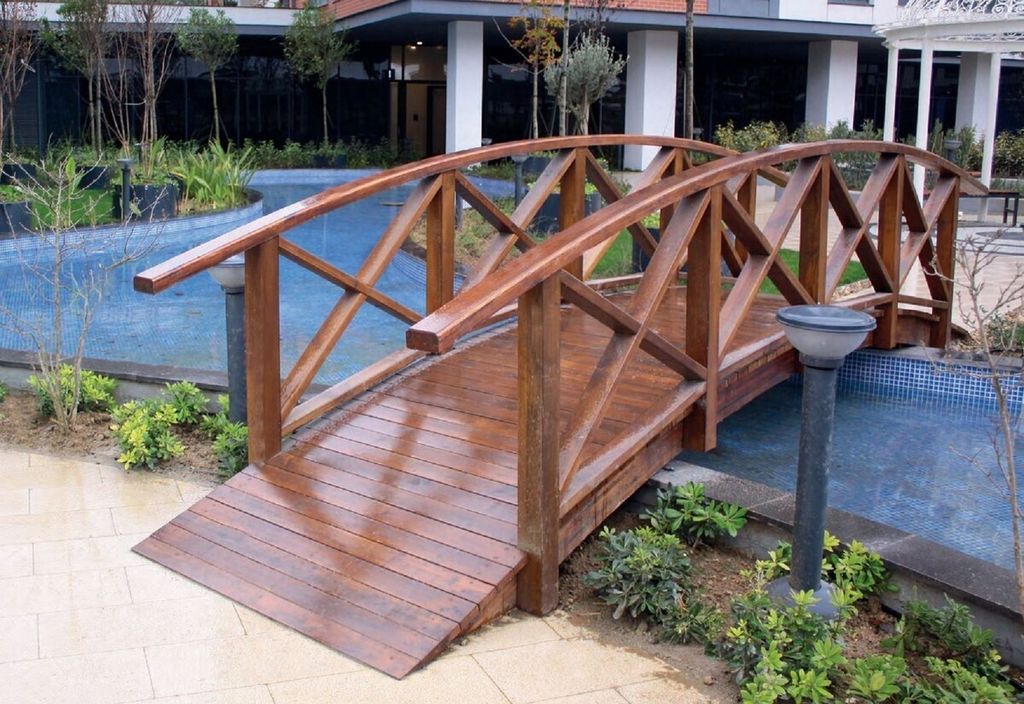 Casa Padrino Luxus Massivholz Brücke mit Geländer Braun 504 cm - Garten & Park Möbel