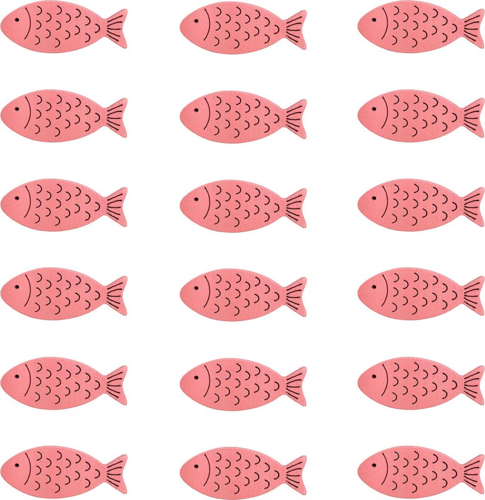 Oblique Unique 18 Holz Fische Streudeko Tischdeko Taufdeko für Taufe Kommunion Konfirmation Firmung Deko Mädchen - rosa