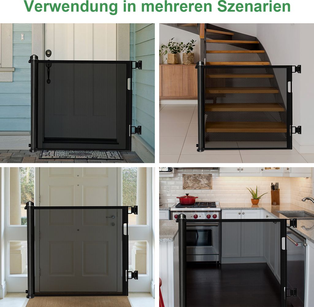 Türschutzgitter, Schwarz 0-150cm Kinderschutzgitter, Produktbild 8