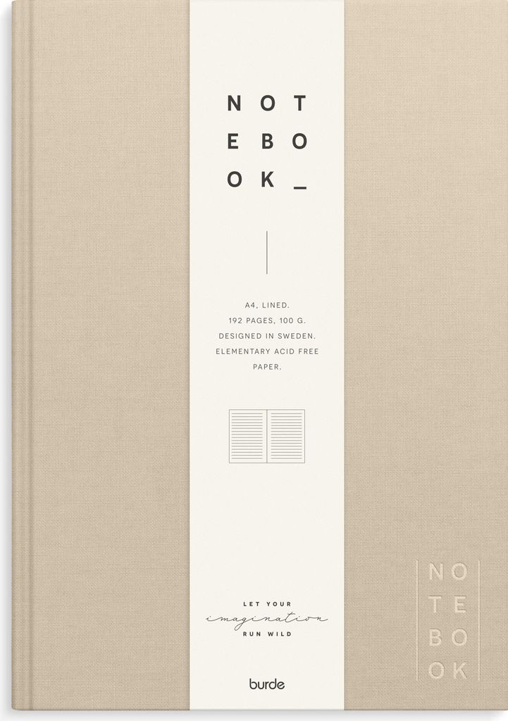 Burde Notizbuch Textil beige liniert A4