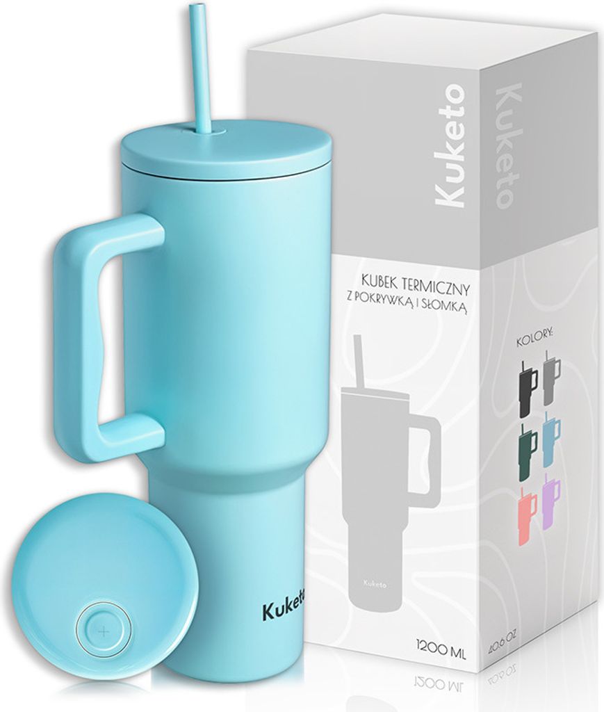Kuketo | Thermobecher 1,2 L Mit Griff Und Strohhalm – Produktbild 
