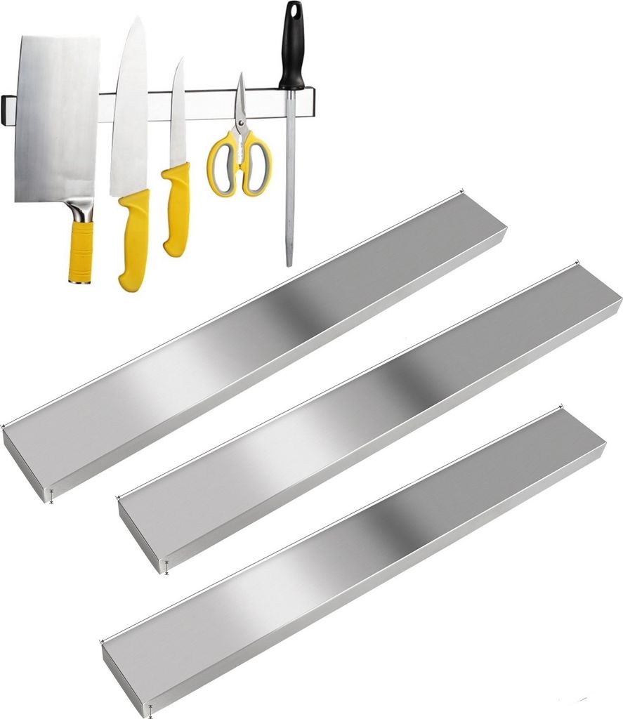 4er Set Magnetleiste selbstklebend 40cm - Messerleiste Edelstahl Ohne Bohren | Magnetschiene für Werkzeug & Küchenutensilien | Werkzeugleiste mit...