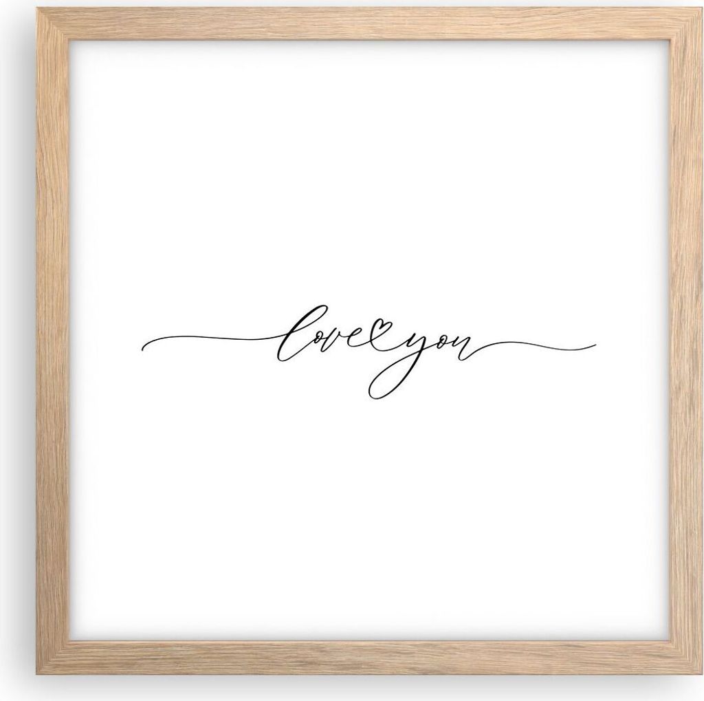 Gerahmtes Poster - Rahmen in heller Eiche - Ich liebe dich handschriftlich - 30x30 cm - Wand Bild - Wanddeko - Wandbilder - Kunstposter - Wandposte...