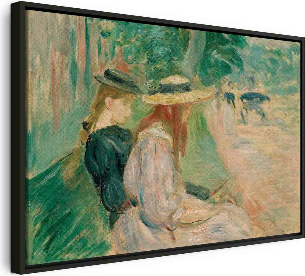 Italienischer Leinwand Leinwandbild - Sur un banc de Bois de Boulogne (Berthe Morisot) 90x60 cm Reproduktionen l-F-12348-b-a