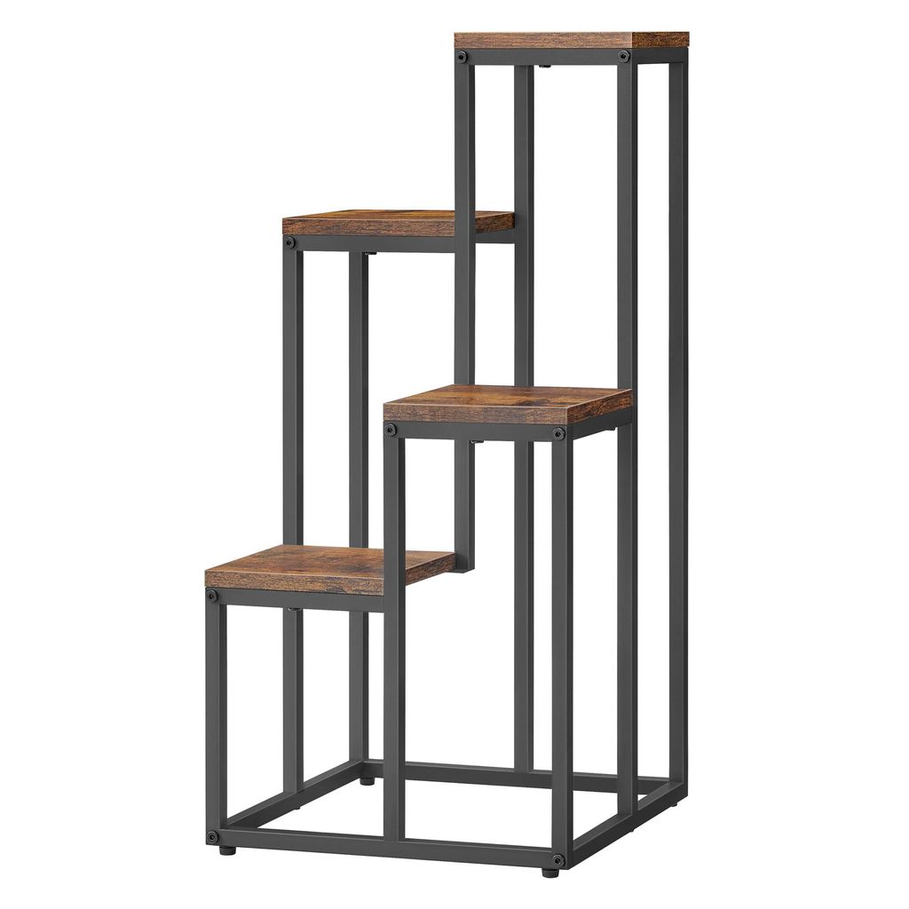 FORTENA Pflanzenständer mit 4 Ebenen, Loft-Design, Vintage-Braun, 71 cm