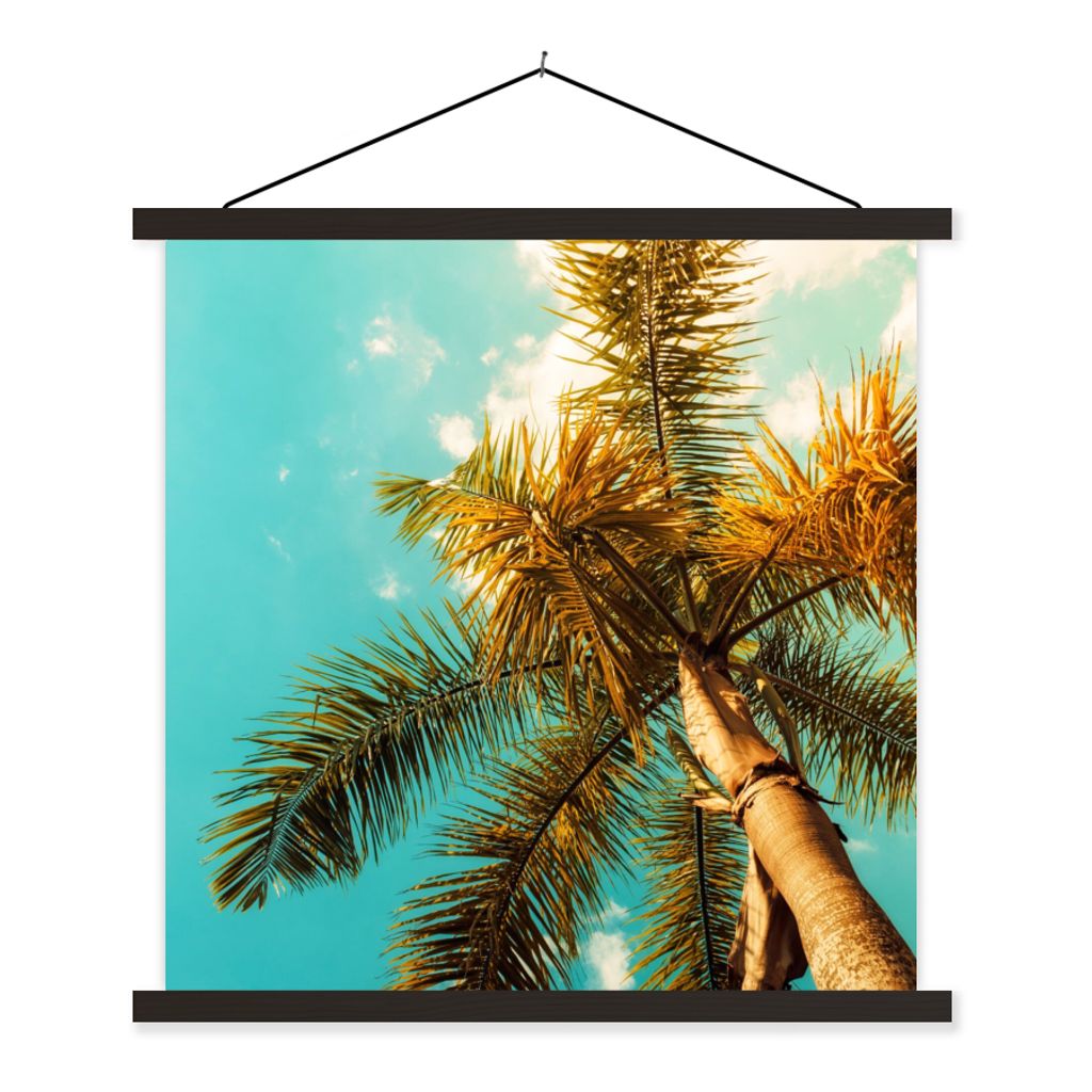 MuchoWow Textilposter Palme - Sommer - Tropisch 120x120 cm mit schwarzem Rahmen - Aufhängungsset