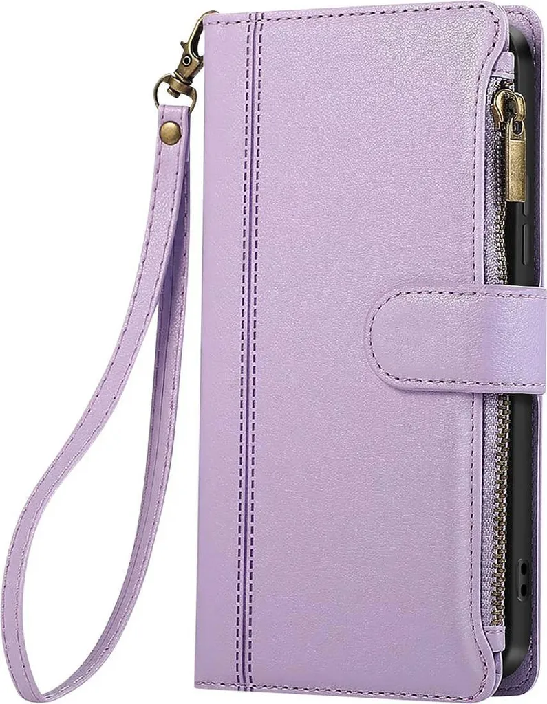 Avizar Custodia Portafoglio Galaxy S25 Edge Lavanda con Zip e Cinturino
