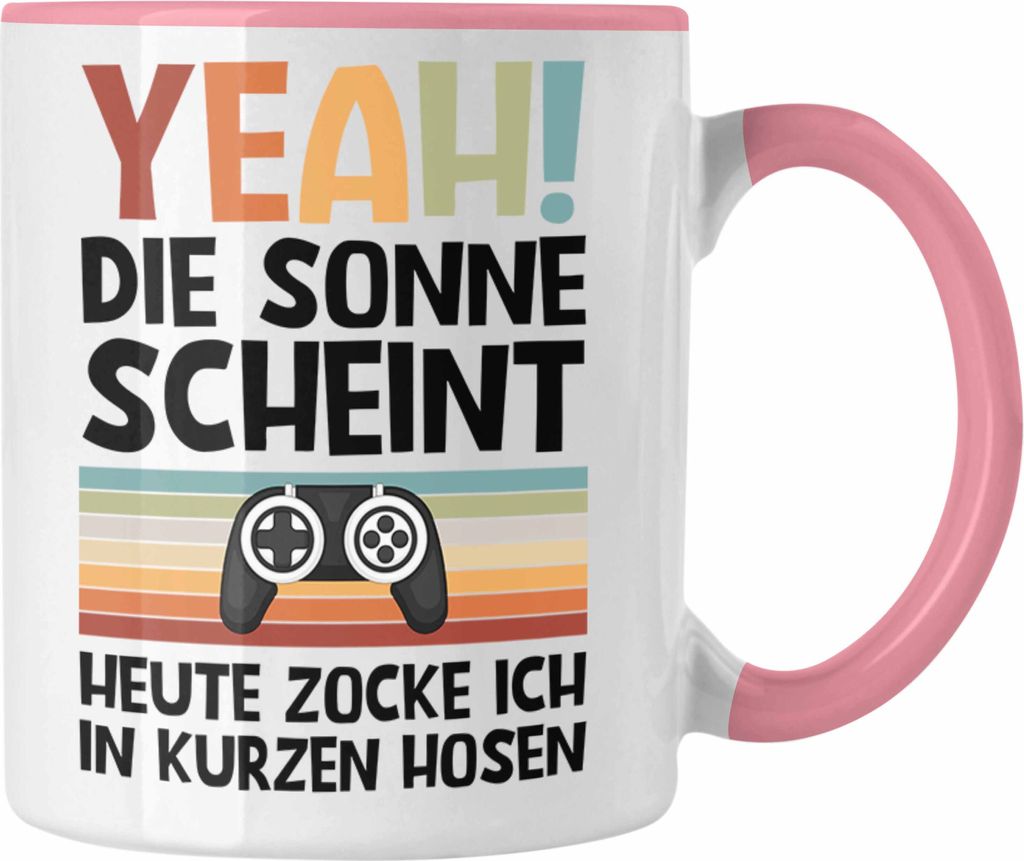 Trendation - Gamer Tasse Geschenk Jungen Zocker Mitbringsel Männer Zocken Gaming Geschenkideen PC Kinder Zubehör Spruch Lustig Zocken In Kurzen H...