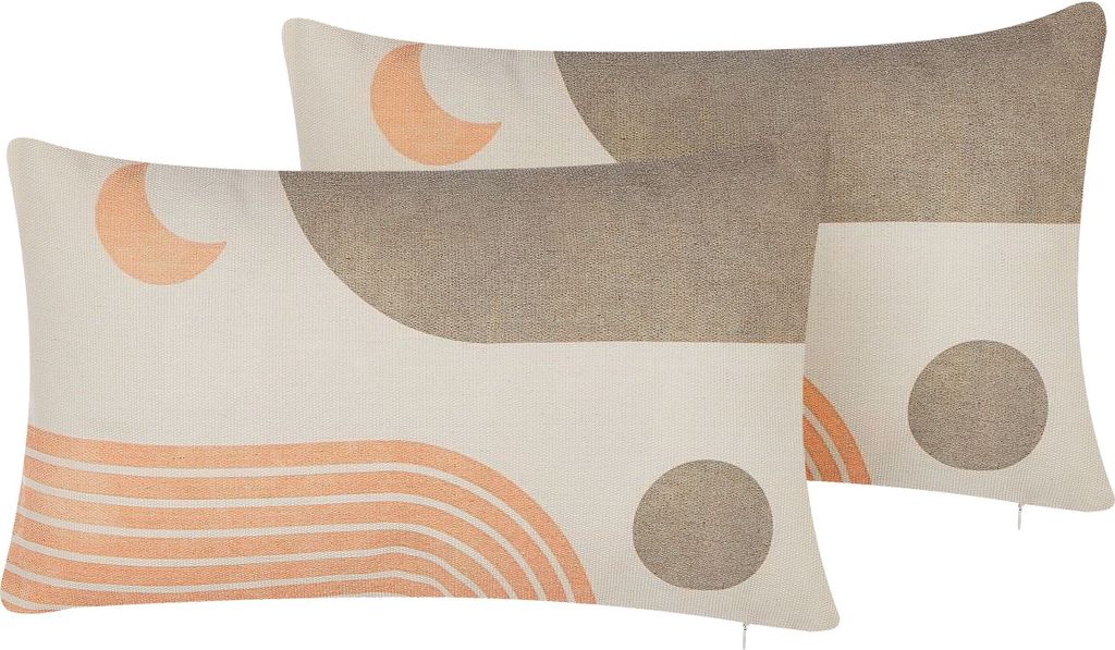 BELIANI Dekokissen 2er Set Mehrfarbig Polsterbezug abstraktes Muster 50 x 30 cm Wohnzimmer Salon Schlafzimmer Modernes Design