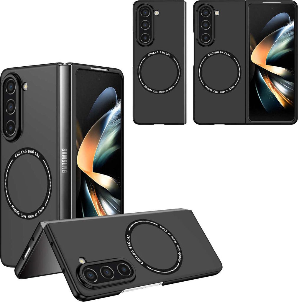 Für Samsung Galaxy Z Fold5 5G Magnet Magsafe Design Handy Tasche Hülle Etuis Schwarz