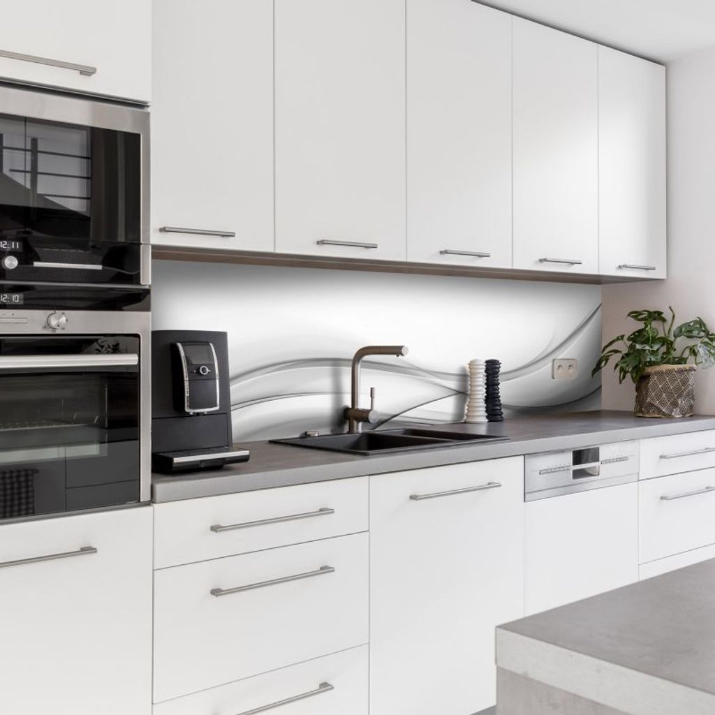 Dedeco Küchenrückwand Motiv: Abstrakt V2, 5mm Hartschaum Kunststoffplatte PVC als Spritzschutz Küchenwand Wandschutz wasserfest, inkl. UV-Lack g...