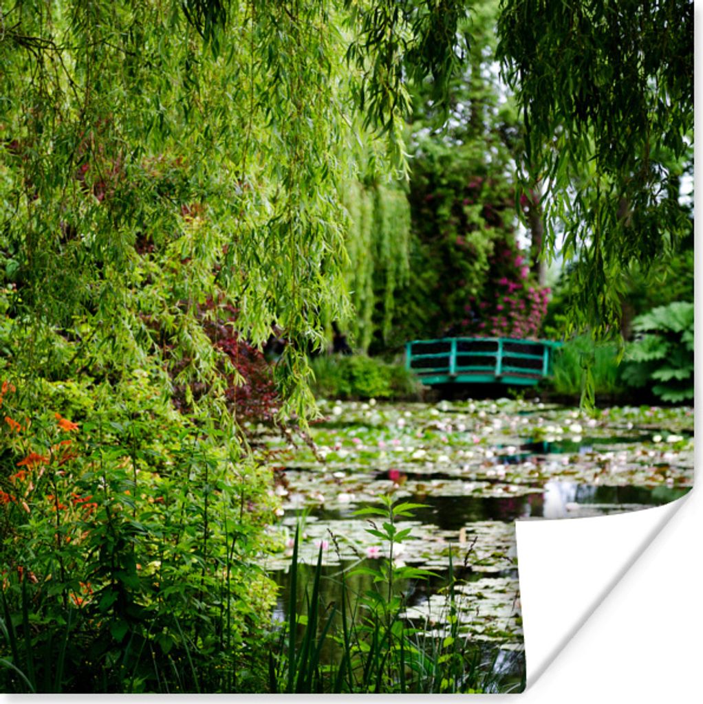 MuchoWow Poster Japanische Grünbrücke an einem Sommertag im Garten von Monet in Frankreich 30x30 cm - Wandposter - Printing