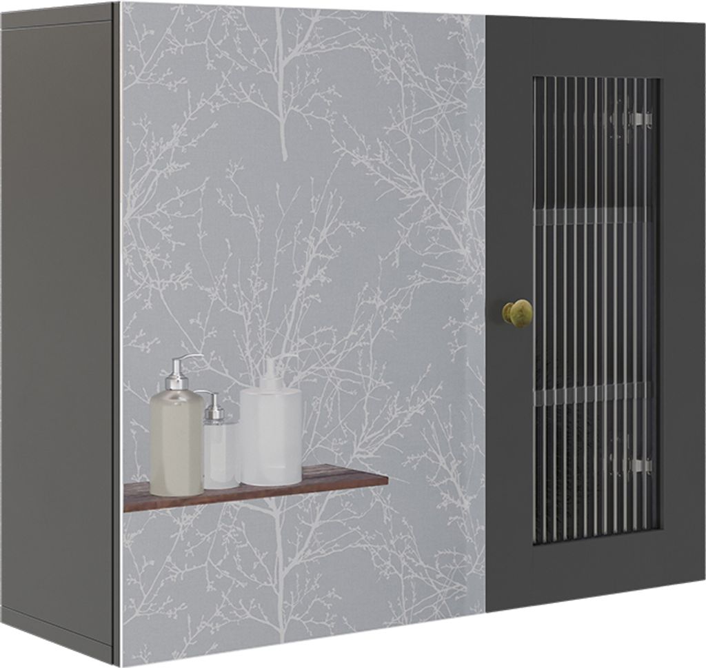 Badspiegelschrank Vicco Malte Grau 60 x 50 cm mit Spiegel, Model 54266