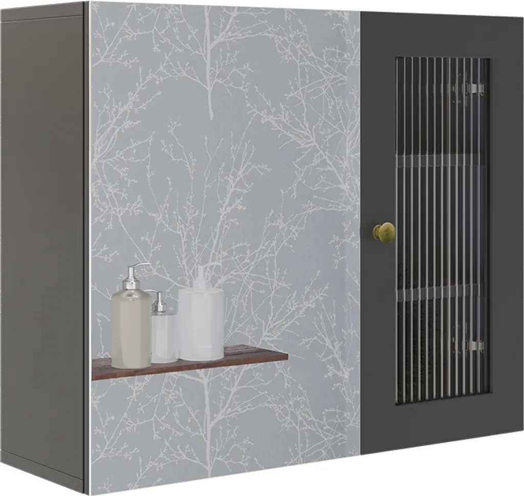 Meuble miroir de salle de bain Vicco Malte Gris 60 cm pour rangement mural