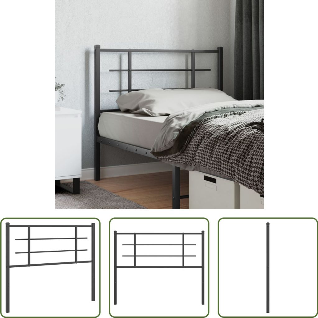 The Living Store Kopfteil Metall Schwarz 107 cm