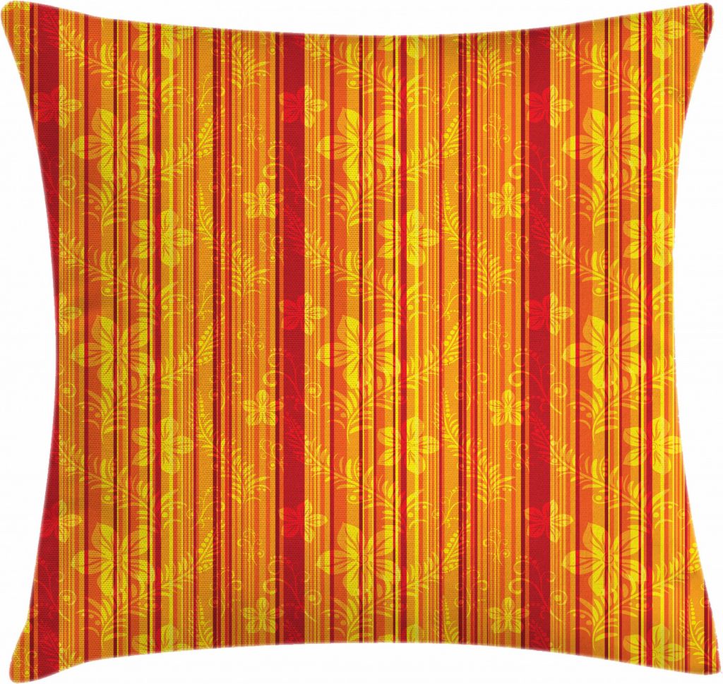 ABAKUHAUS Orange Kissenbezug, Vertikale Streifen Floral, Kissenhülle mit Reißverschluss Waschbar Farbfest Beidseitiger Druck, 60 x 60 cm, Orange ...