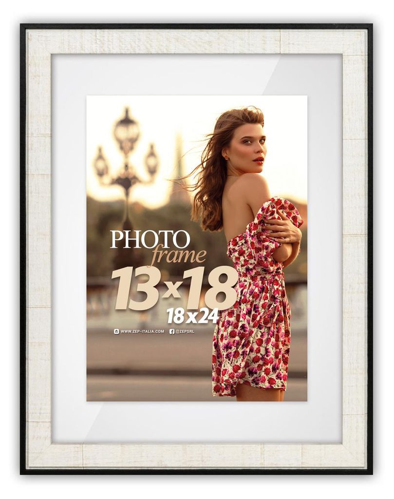 ZEP MDF Fotorahmen Roma weiß 15x20 cm mit Passepartout 10x15 cm