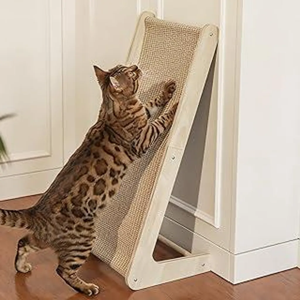 Tiragraffi in Legno Massello e Sisal 69cm - Protezione Divano e Relax Gatto