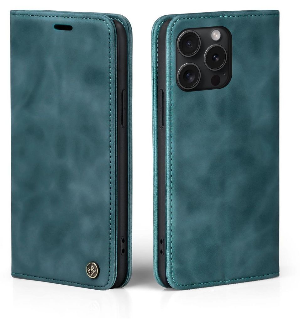 Handy Hülle für Apple iPhone 16 Pro Max Klapphülle Bookcase Flip Cover Handy Tasche Etui Farbe: Petrol