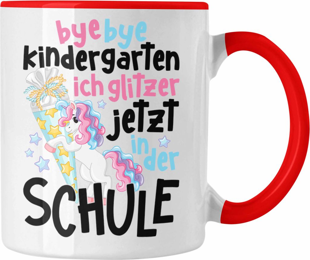 Trendation - Bye Bye Kindergarten Einschulung Mädchen Geschenk Tasse Schulstart 1. Schultag Schuleinführung Schulanfang Geschenkidee 2022 Schulki...