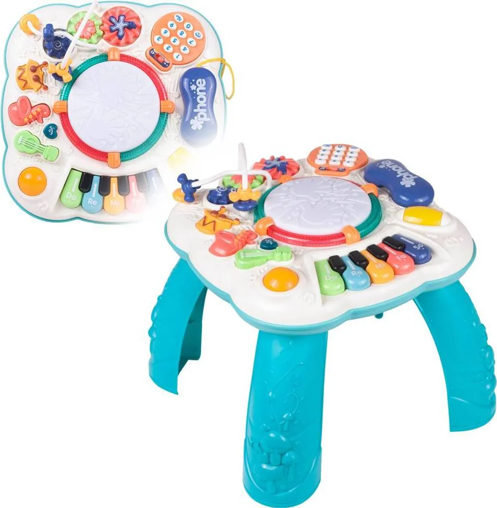 Jouet éducatif musical 8-en-1 Table d'activités bébé avec engrenages