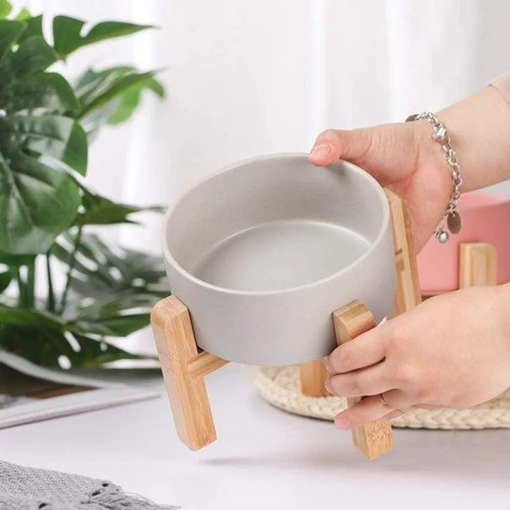 Ensemble de gamelles en céramique à bord haut pour nourriture et eau
