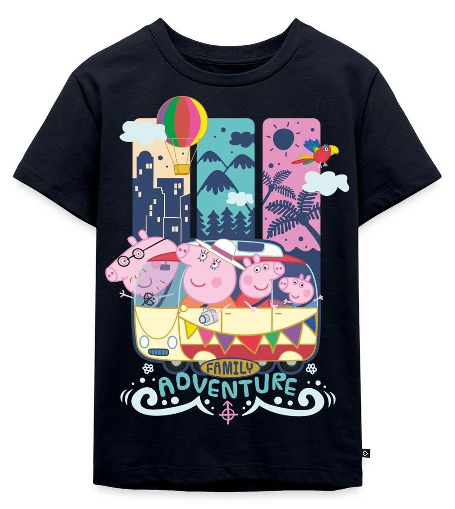 Spreadshirt Peppa Wutz Roadtrip Schorsch Mama Wutz & Papa Wutz Kinder Premium T-Shirt, 98/104 (2 Jahre), Navy