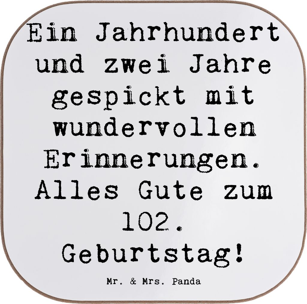 Mr. & Mrs. Panda Tischuntersetzer Spruch 102. Geburtstag - Weiß - Geschenk, Lachen, Untersetzer für Gläser, wundervolle Erinnerungen, bemerkensw...
