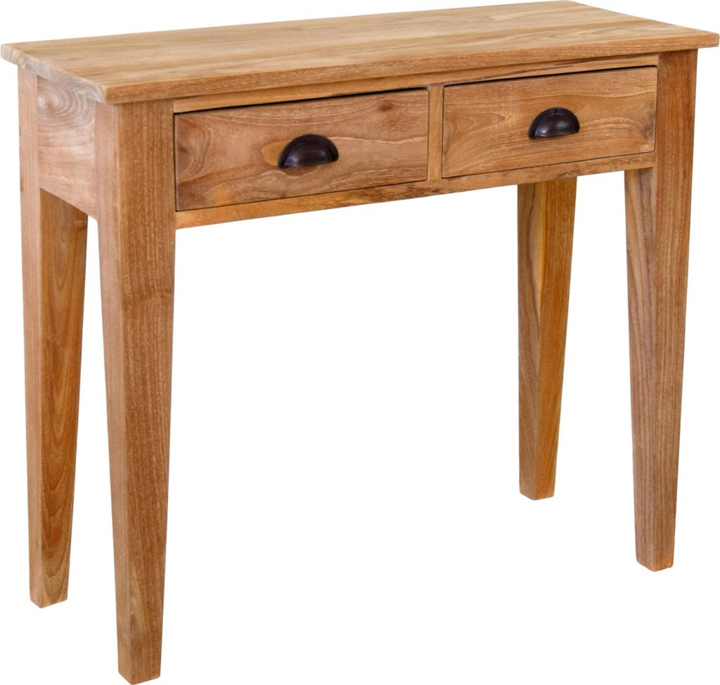 Teako Design Konsolentisch Väsa Teakholz Massiv 2 Schubladen 90x35cm