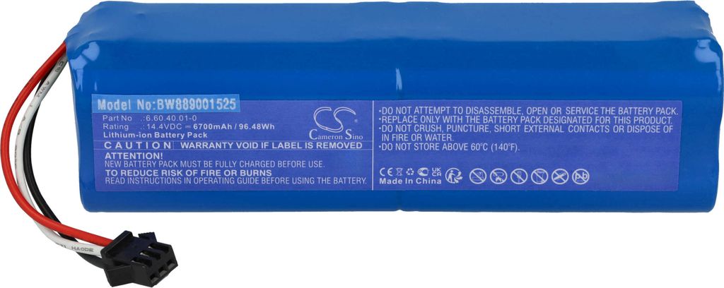 vhbw Akku kompatibel mit Blaupunkt Bluebot Xtreme BPK-VCBB1XTE, BPK-VCBB1XTEN, BPK-VCBB1XTEIC Saugroboter (6700 mAh, 14,4 V, Li-Ion)