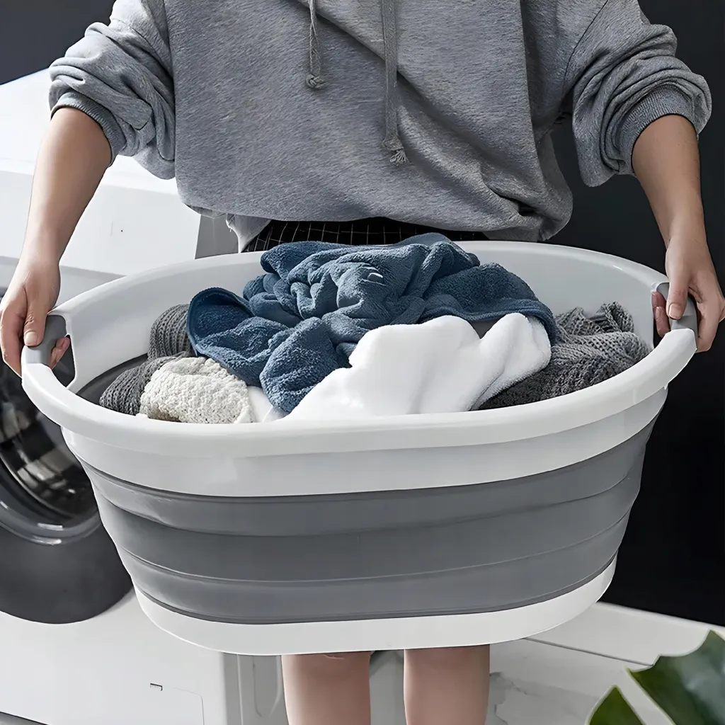 Dites adieu au désordre avec ce panier à linge pliable 25L en silicone - 10