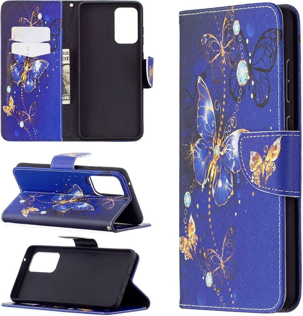 König Design Hülle kompatibel mit Samsung Galaxy A72 5G Kunstleder Handyhülle - Handy Case Blau