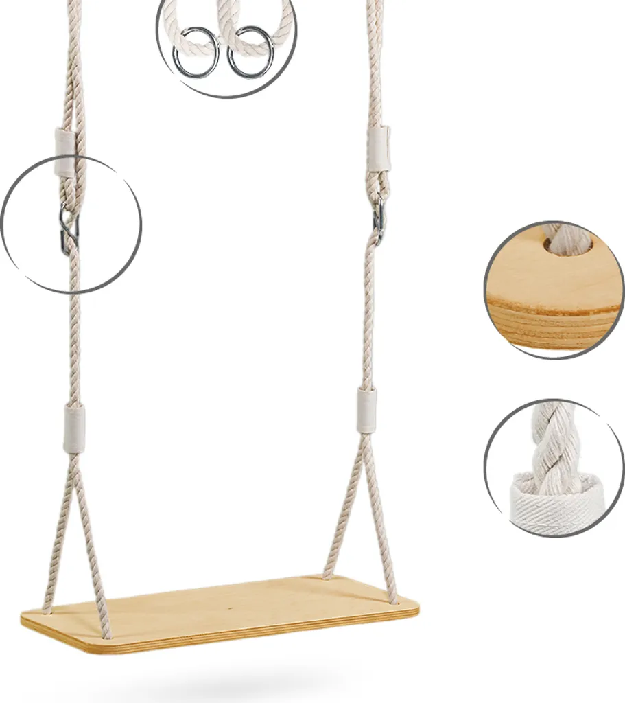 Balançoire bois extérieure pour portique enfant robuste et facile à monter