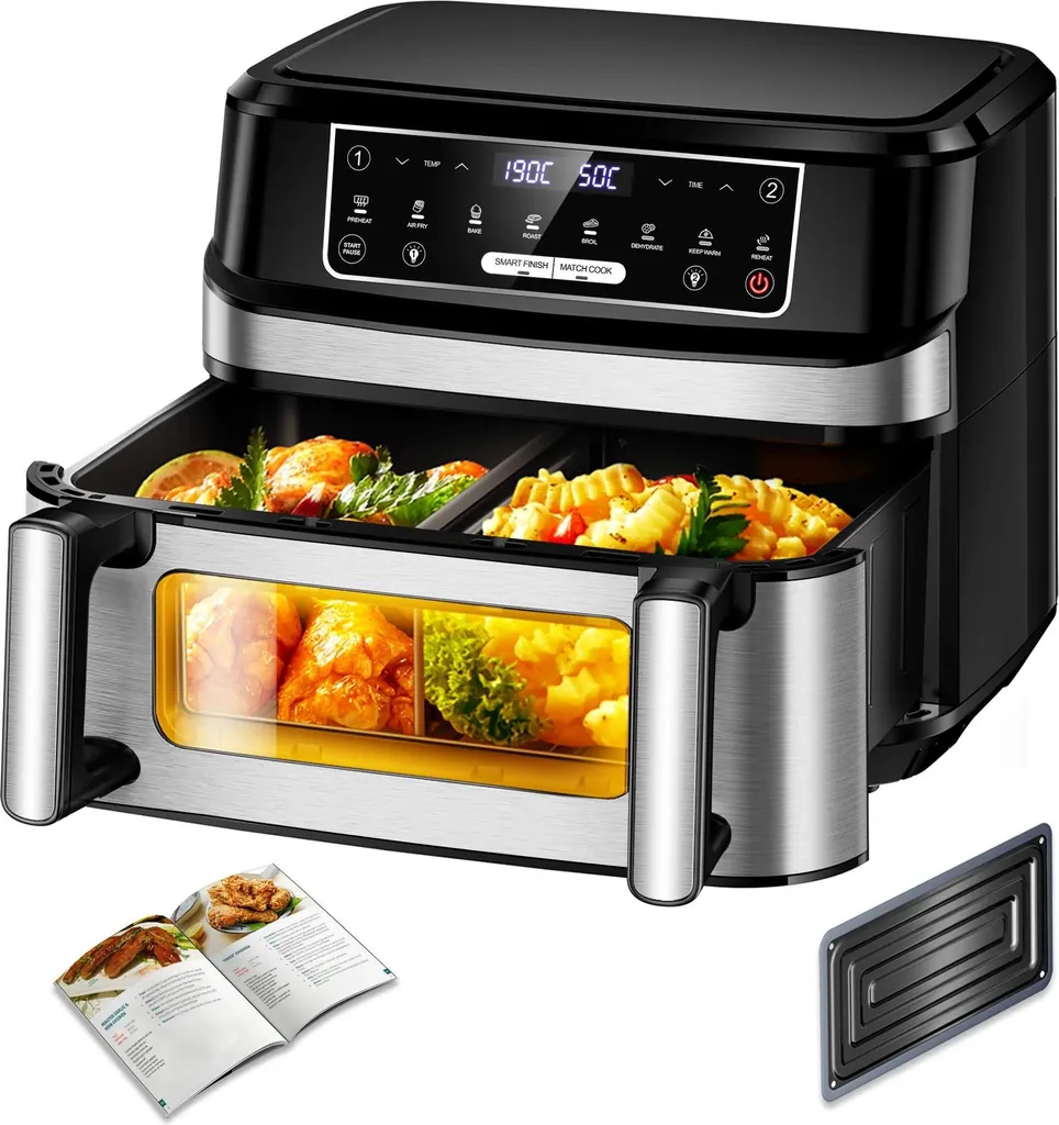 Airfryer KDF-5512DTW Friteuse à Air 12L 2000W avec 8 Programmes et Fenêtre