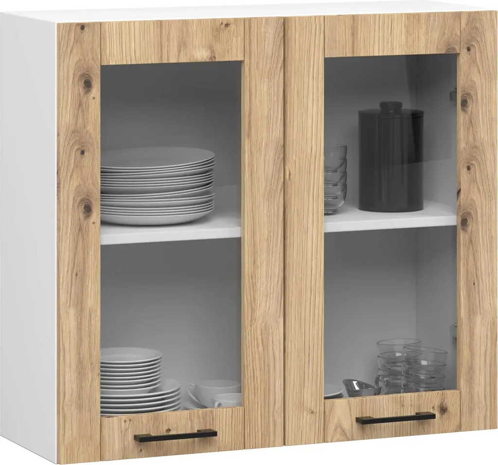 Akord Armadio Vetrina Oliwia Bianco/Rovere Artigianale 30X80X72 Cm