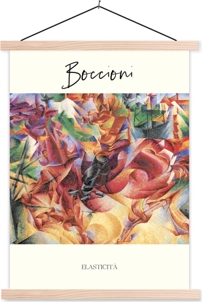 MuchoWow Textilposter Kunst - Abstrakt - Elastizität - Boccioni 40x53 cm mit holzfarbenen Rahmen - Schlafzimmer