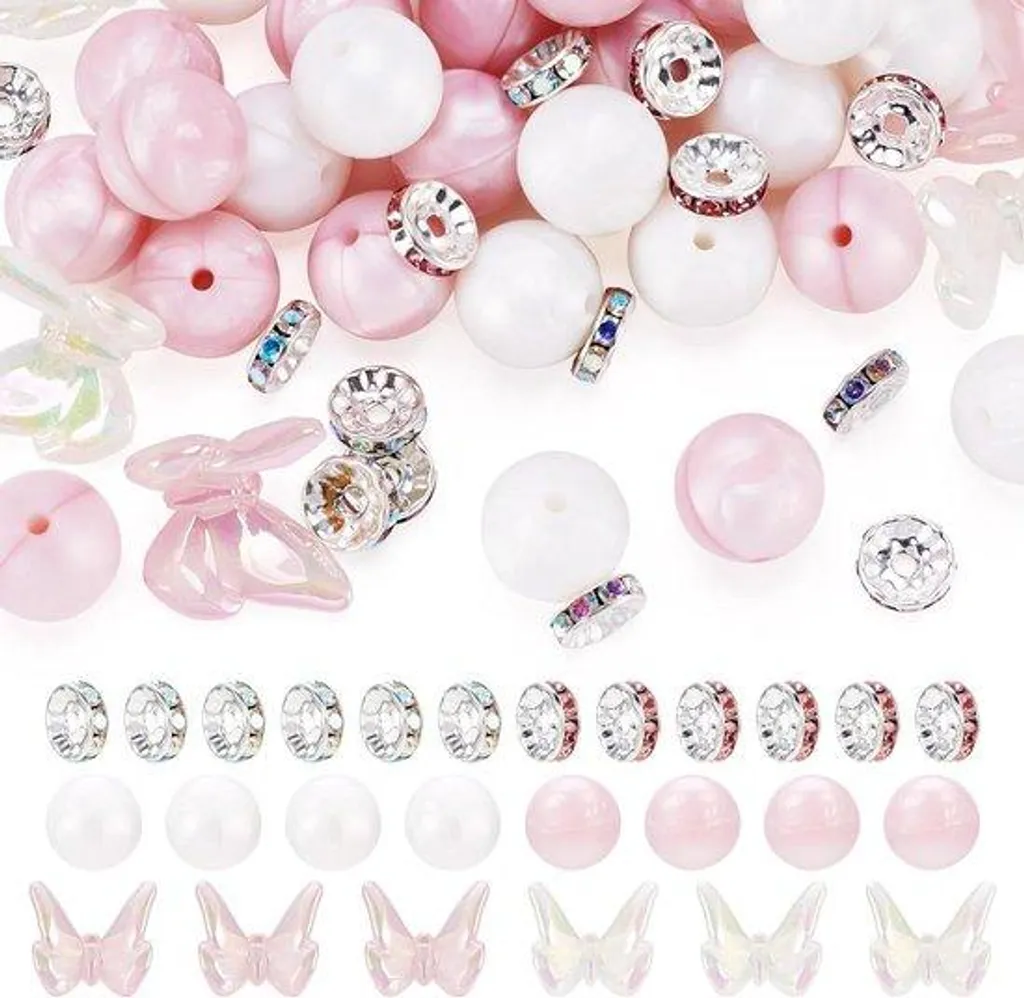 Lot de 60 Perles d'Espacement en Silicone et Strass pour DIY Bijoux