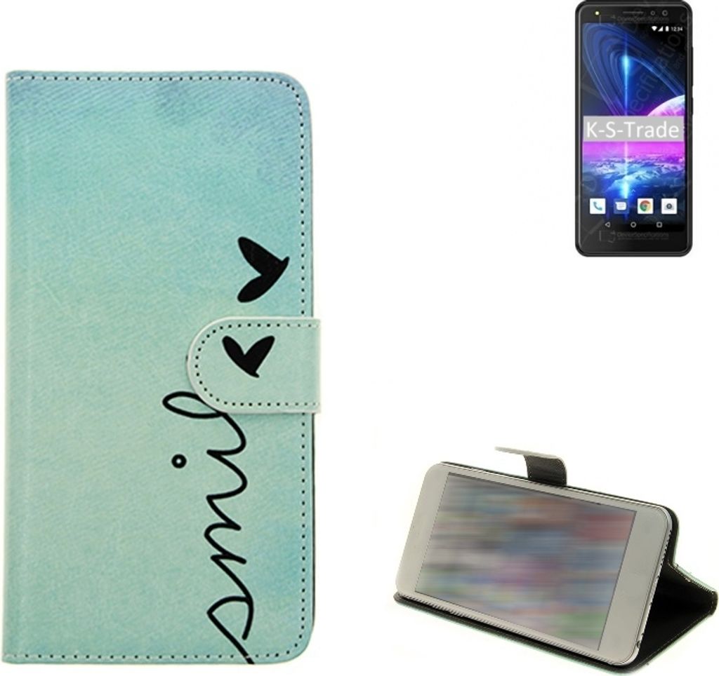 K-S-Trade Schutz-Hülle Handy-Hülle kompatibel mit Energizer Power Max P490 Hülle Wallet Case Flip cover bookstyle Etui Handyhülle ''smile''