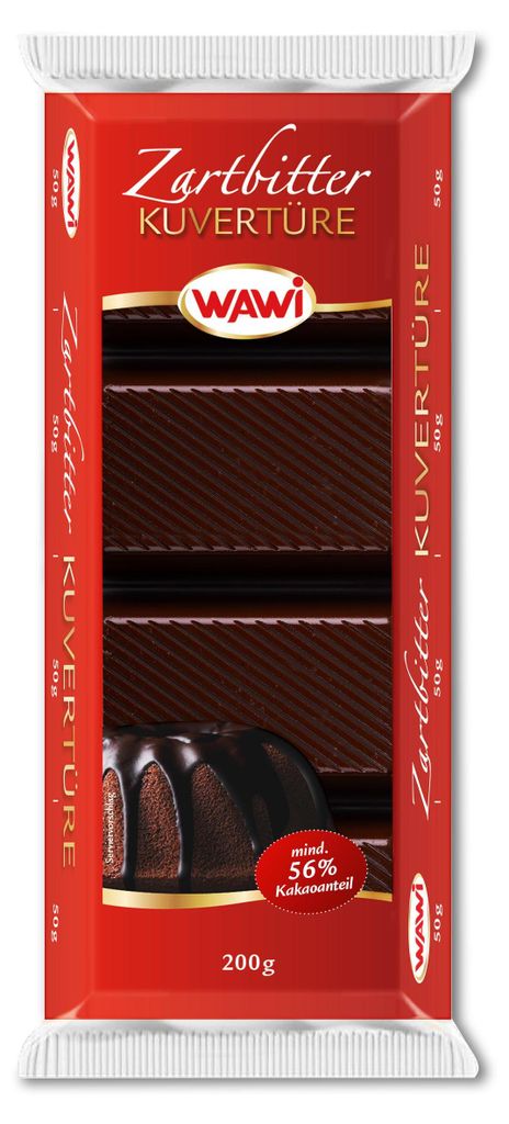 Wawi Kuvertüre Zartbitter 55% Kakaogehalt 14 x 200 g